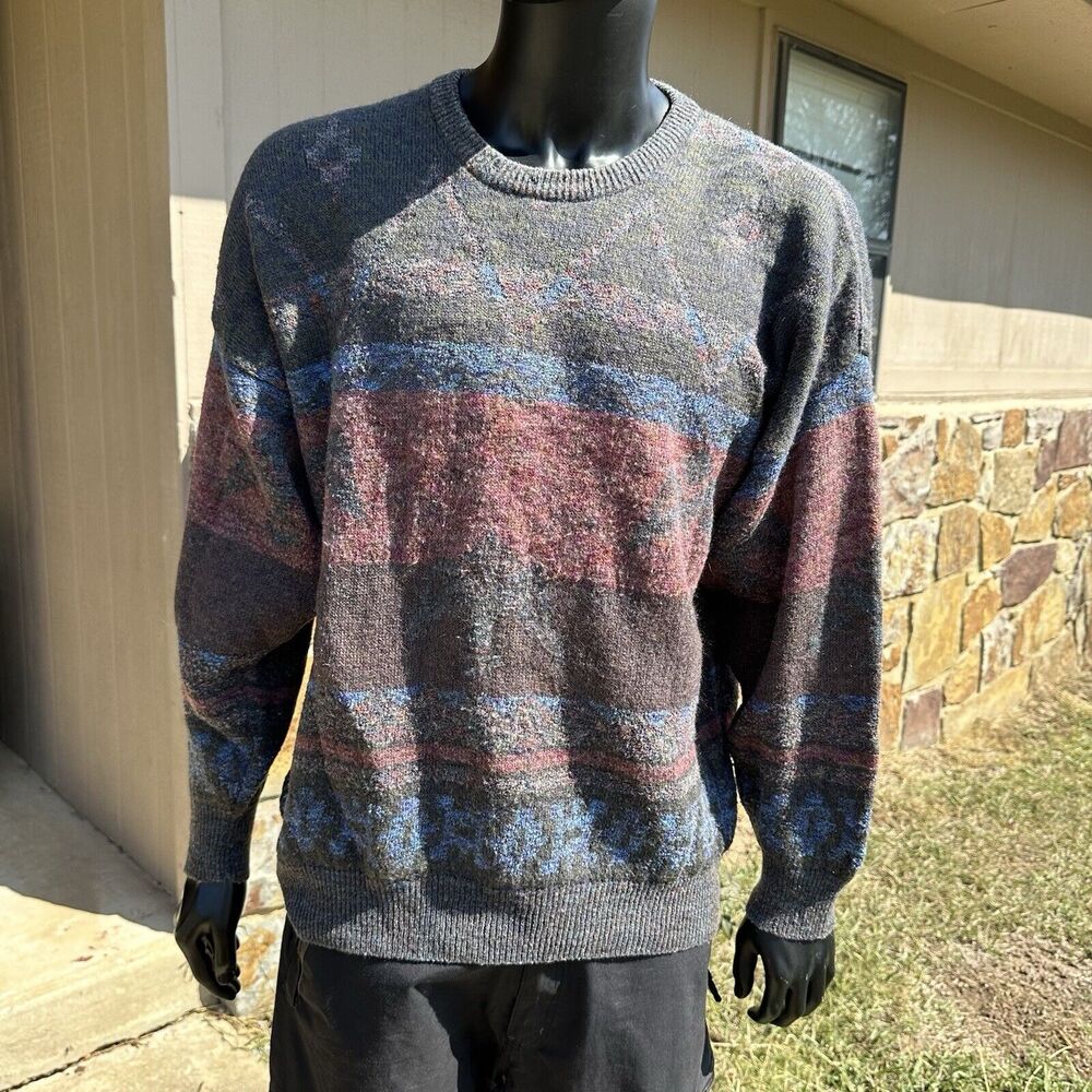 Vtg 90s Gianni Bugli Milano Sweater Mens Size XXL Retro Multicolor Crewneck Knit - Picture 1 of 6